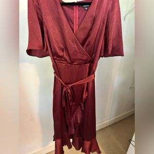 Burgundy satin dress from Lulus